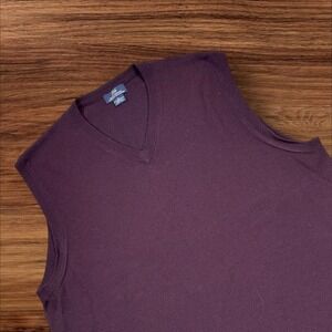 Brooks Brothers 346 Mens V Neck Sweater Vest Purple Extra Fine Italian‎ Merino L